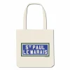 New Boutiques de musées Sac Imprimé St Paul le Marais - Écru