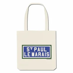 New Boutiques de musées Sac Imprimé St Paul le Marais - Écru