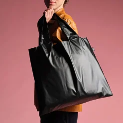 Boutiques de musées Sacs, Tote Bags-Sac noir métallique avec pochette zippée 50x42cm