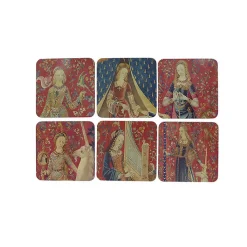 Outlet Boutiques de musées Set de 6 Dessous de verre La Dame à la licorne, les 6 tapisseries