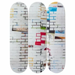 Boutiques de musées Design|Art De La Maison-Skateboards Triptyque Kelley Walker - White Bricks - The Skateroom - Édition limitée