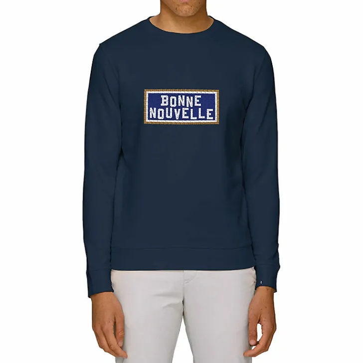 Hot Boutiques de musées Sweat brodé Bonne Nouvelle - Marine