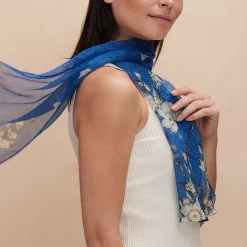 Boutiques de musées Foulards, Étoles, Châles-Étole Hokusai - Cerisier et bouvreuil - 160 x 32 cm