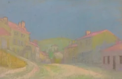 Boutiques de musées Toiles Sans Cadre|Affiches D'Art Encadrées-Village aux toits roses (toiles sans cadre)