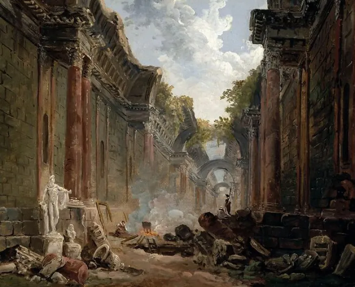 Discount Boutiques de musées Vue imaginaire de la Grande Galerie du Louvre en ruines (toiles sans cadre)